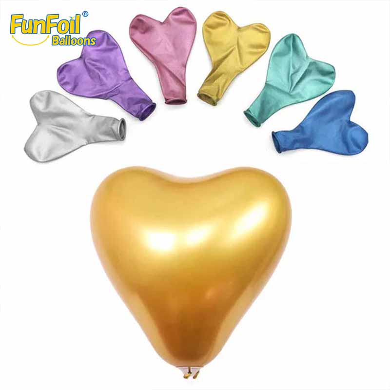 latex heart balloons chrome